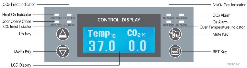 Bảng điều khiển tủ ấm CO2 lạnh 40 lít WS-C40CW