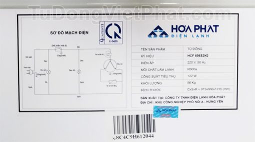 Sơ đồ điện của tủ đông Hòa Phát 300l HCF 656S2N2, 2 ngăn đông mát
