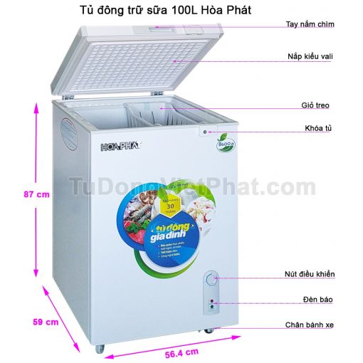 Tủ đông trữ sữa 100L Hòa Phát