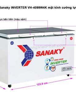 Kích thước tủ đông Sanaky VH-4099W4K INVERTER mặt kính cường lực